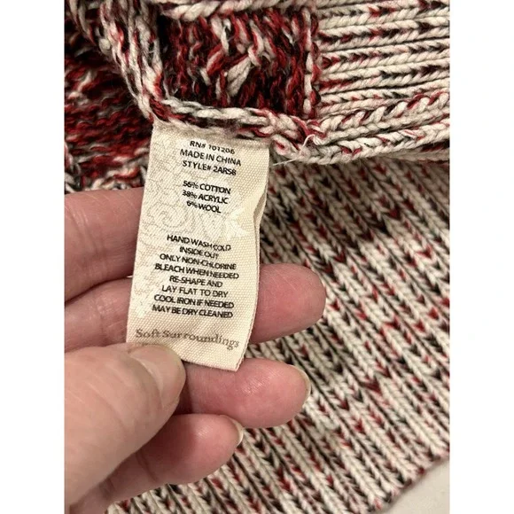 Soft Surroundings Tunic 1/4 Zip Sweater Cableknit Sm Cottagecore Pink/Red/Cream - Picture 7 of 9